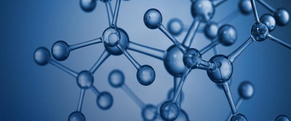 Stilisierte Struktur von Atomen im Glas