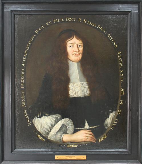 Professorenporträt des Mediziners Johann Anrold Friderici (1637–1672). (Abbildung des Gemäldes aus der Kustodie Universität Jena)